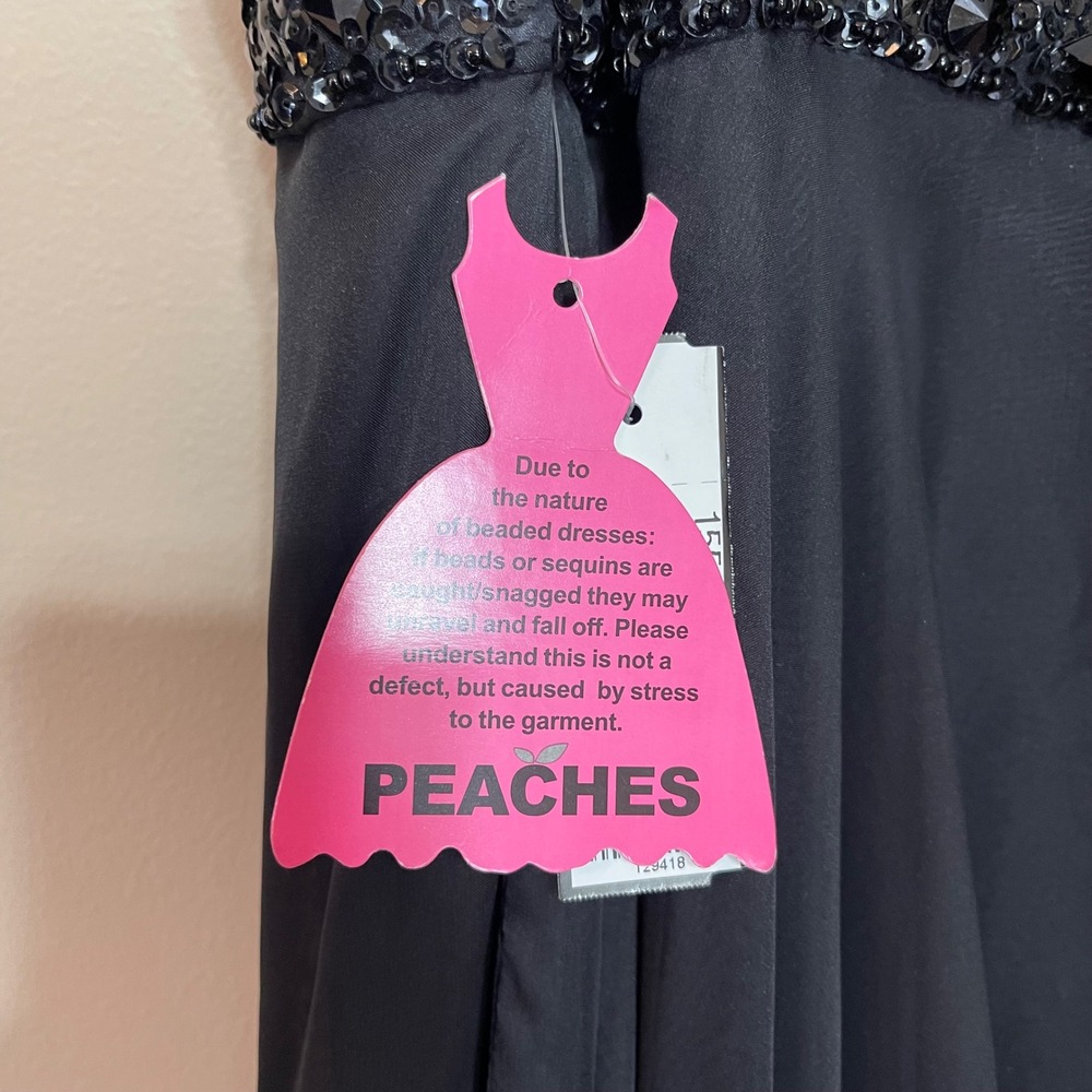 NWT Sherri Hill Black Beaded Strapless Chiffon Formal Evening Gown Dress Size 26 - Picture 6 of 13